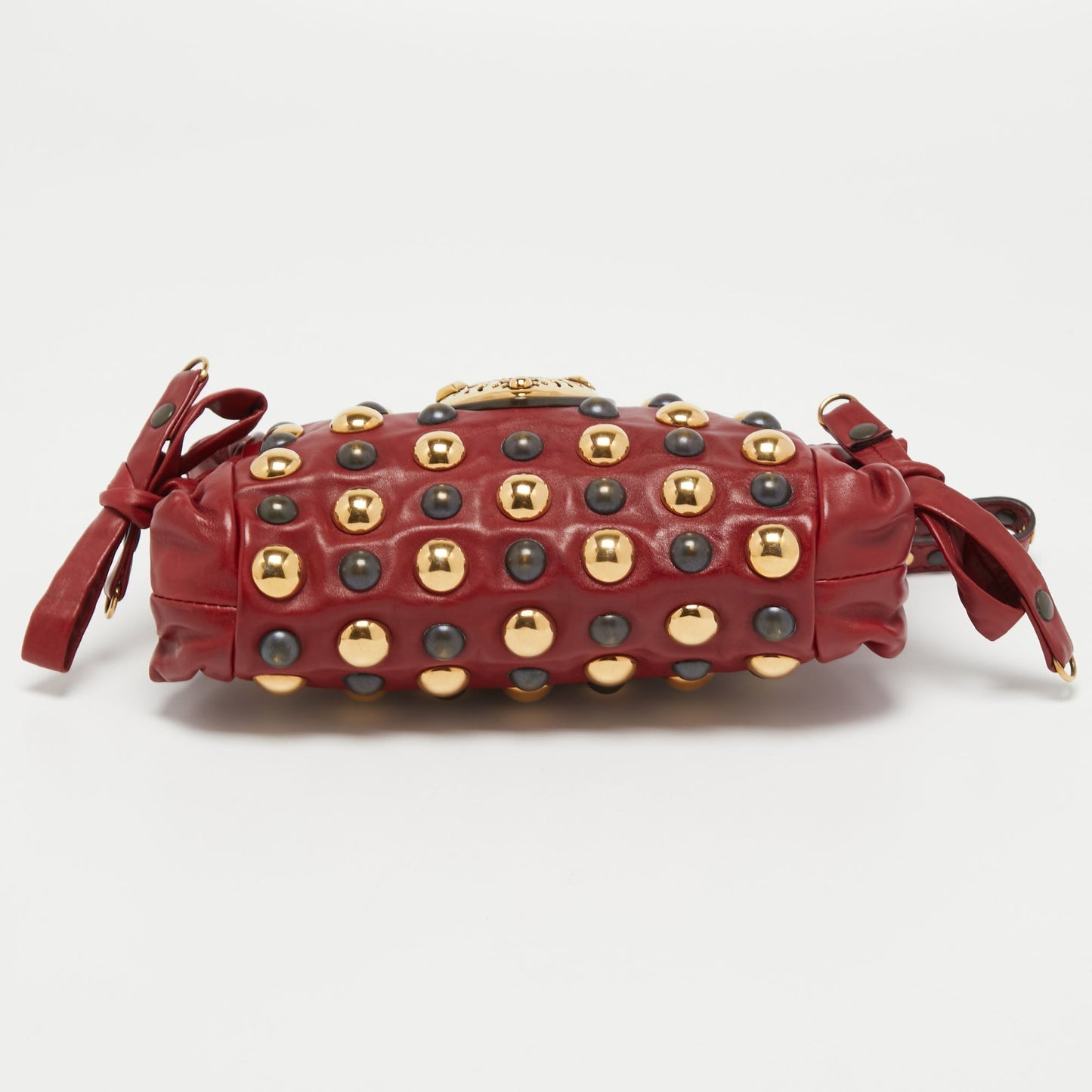 Gucci Red Leather Studded Babouska Hysteria Clutch