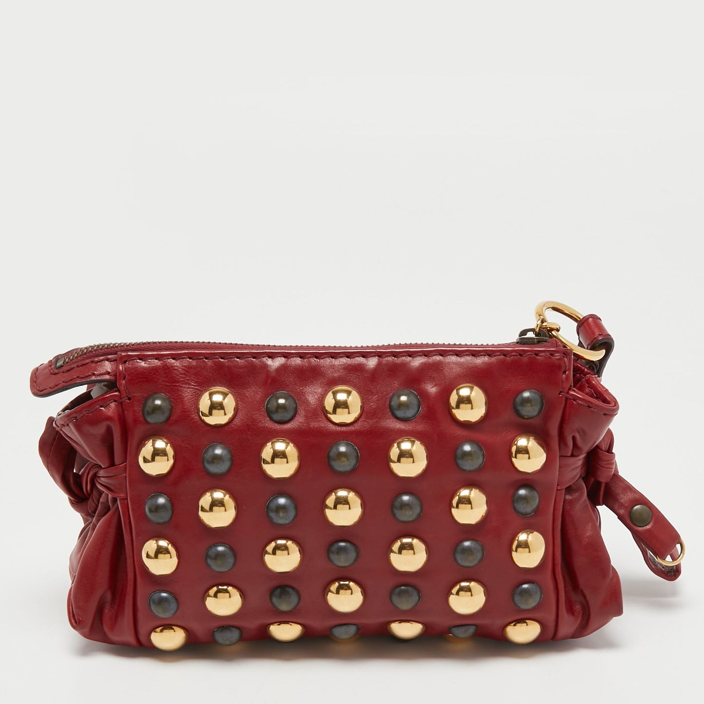 Gucci Red Leather Studded Babouska Hysteria Clutch
