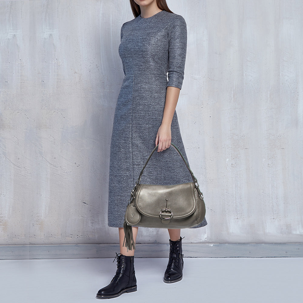 Gucci Metallic Leather Techno Horsebit Hobo