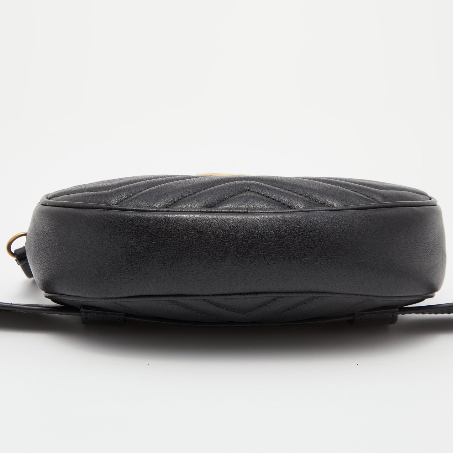 Gucci Black Matelasse Leather GG Marmont Belt Bag