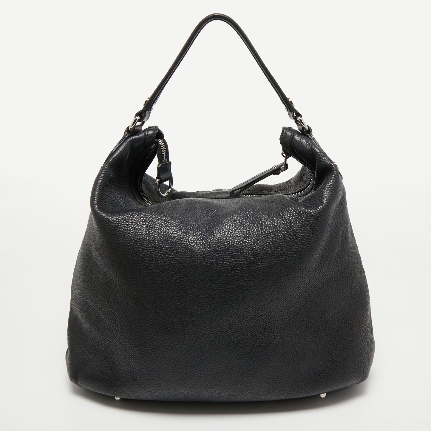 Gucci Black Grained Leather Medium G Coin Hobo