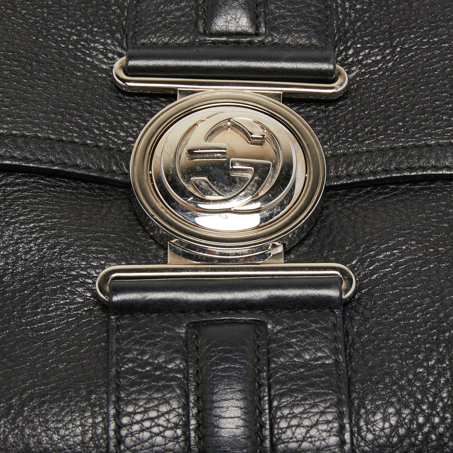 Gucci Black Grained Leather Medium G Coin Hobo