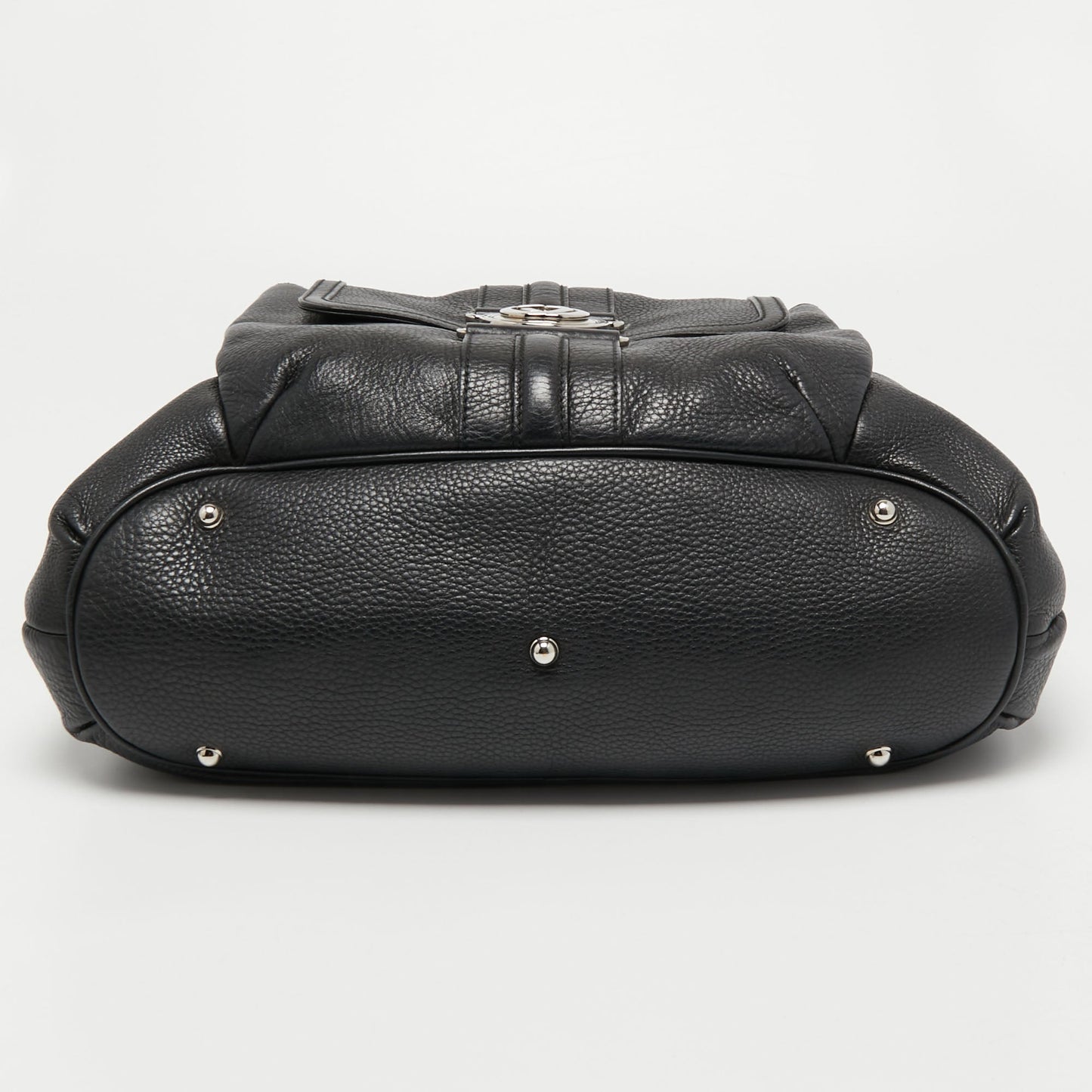 Gucci Black Grained Leather Medium G Coin Hobo