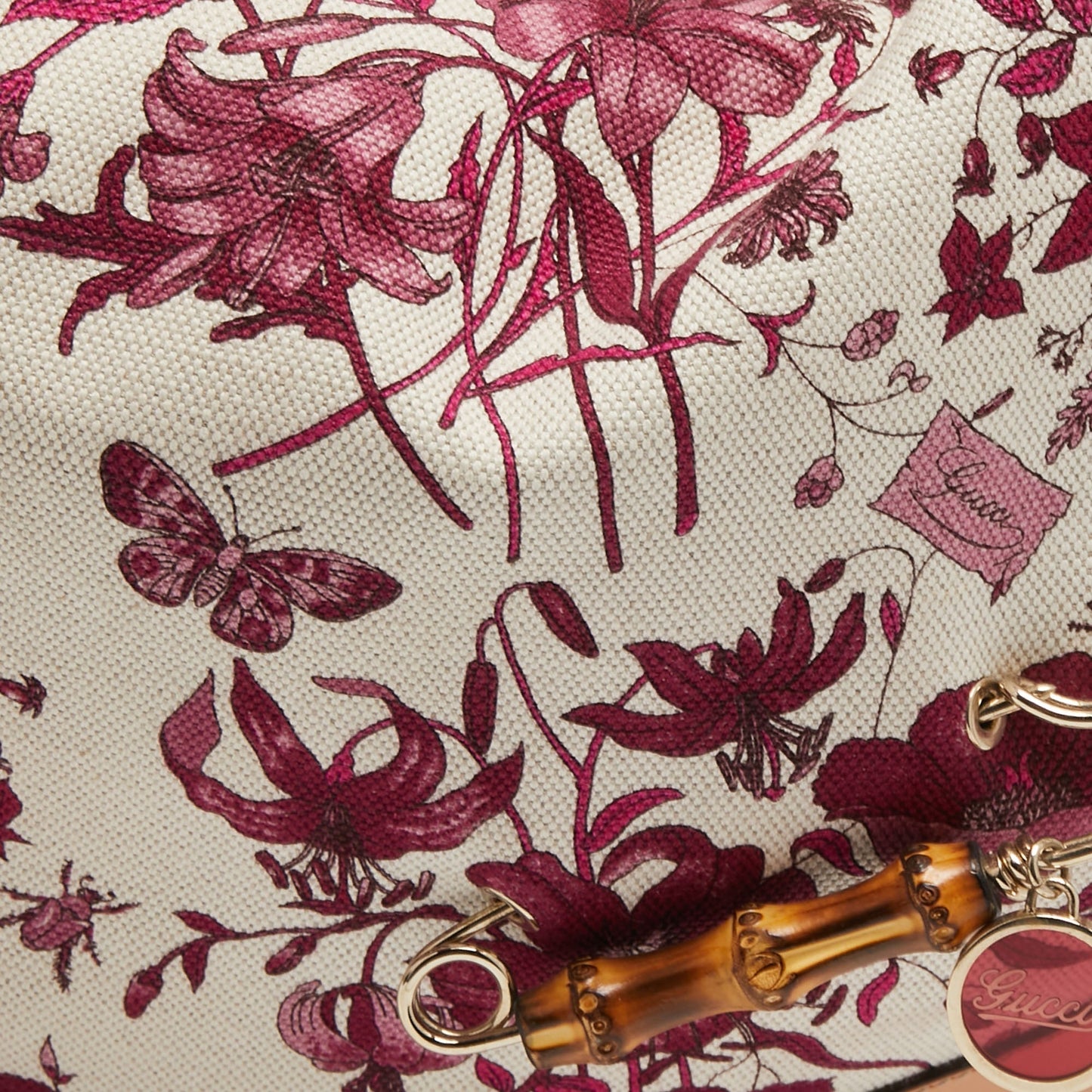 Gucci Multicolor Floral Print Canvas and Leather Peggy Bamboo Handle Hobo
