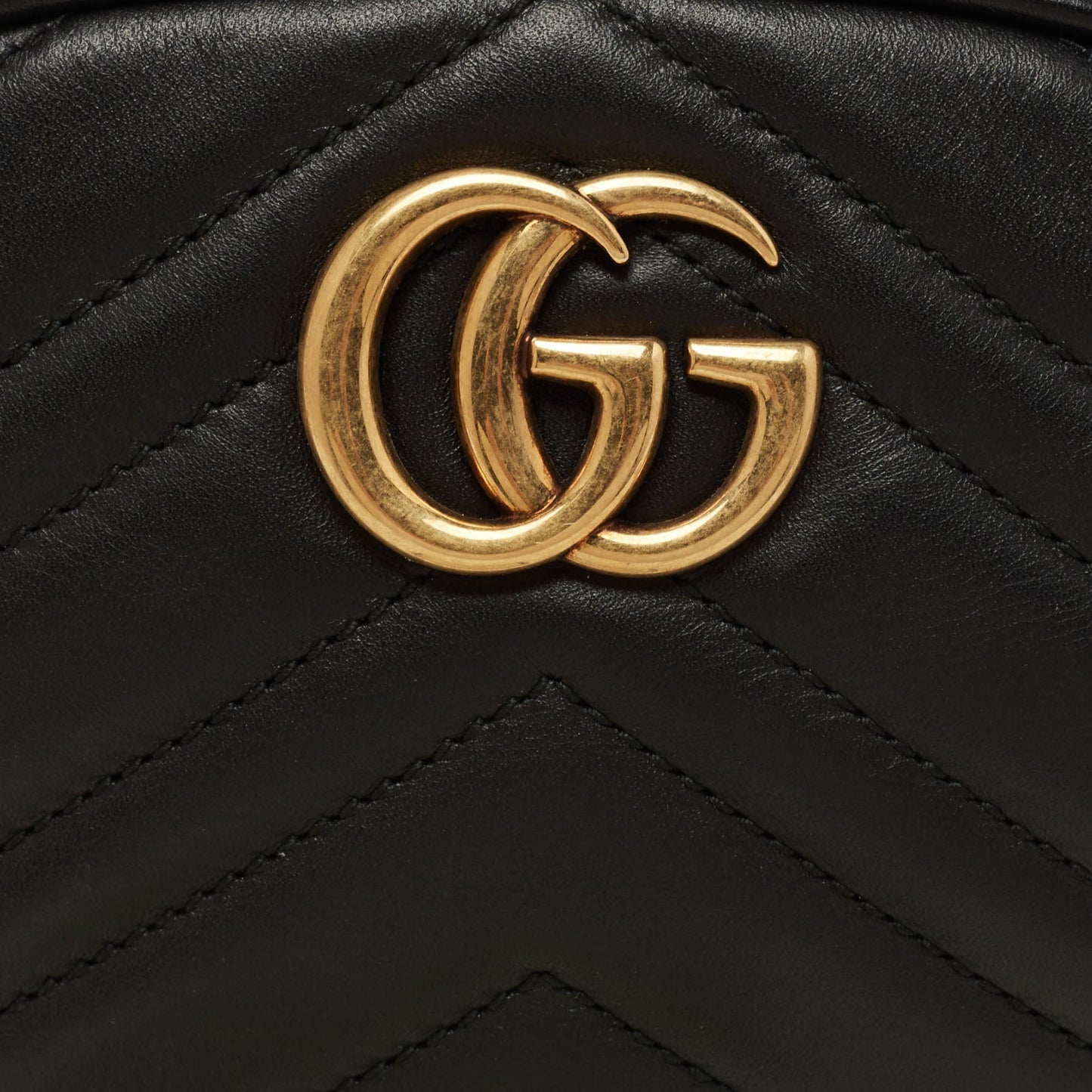 Gucci Black Matelasse Leather GG Marmont Belt Bag