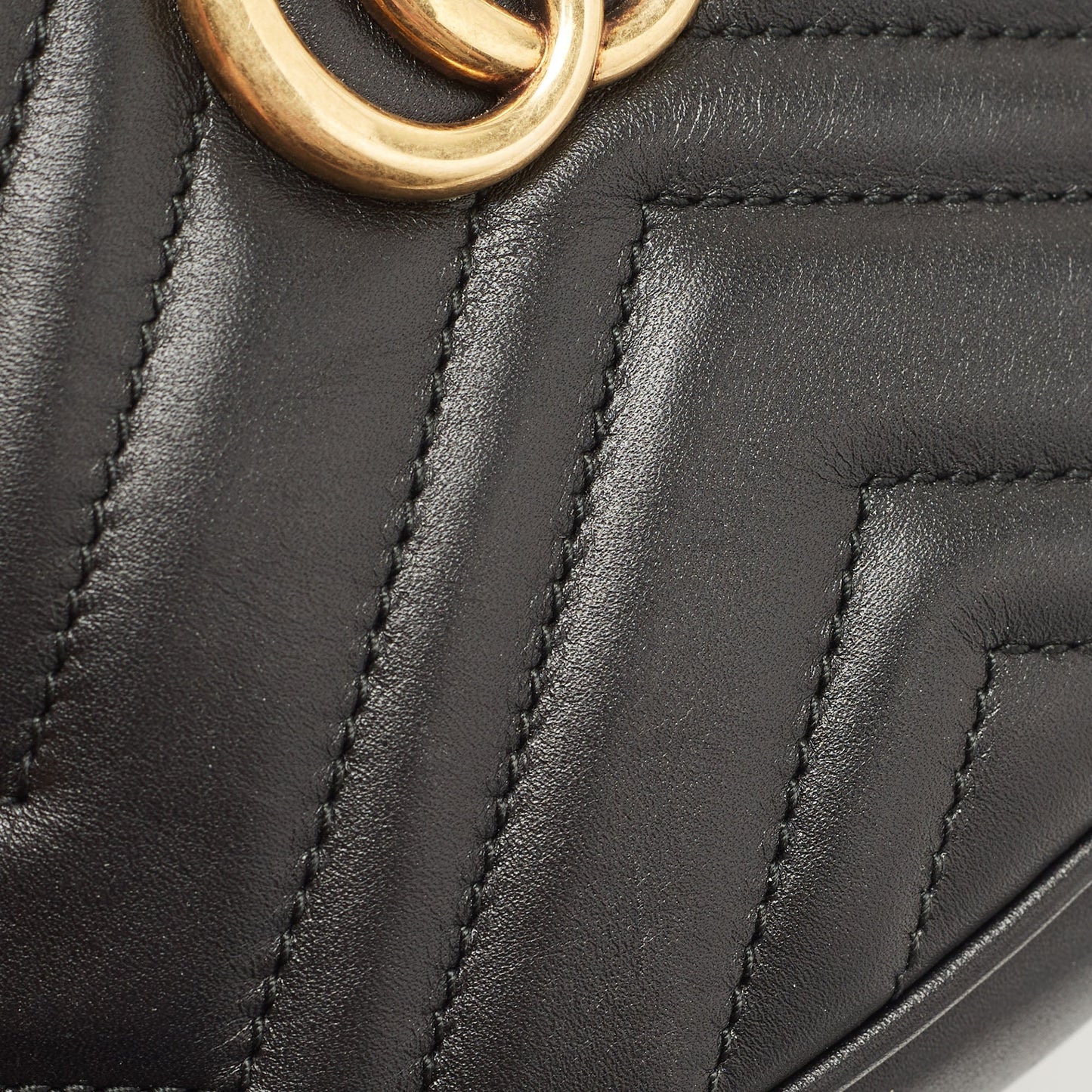 Gucci Black Matelasse Leather GG Marmont Belt Bag