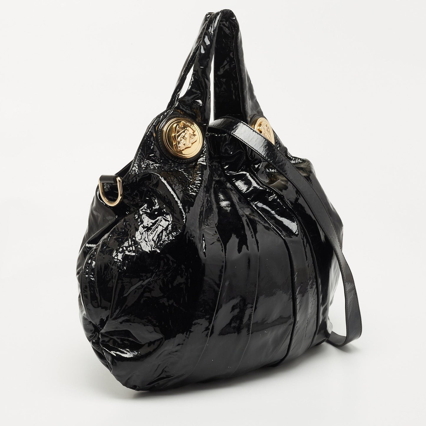 Gucci Black Patent Leather Large Hysteria Hobo