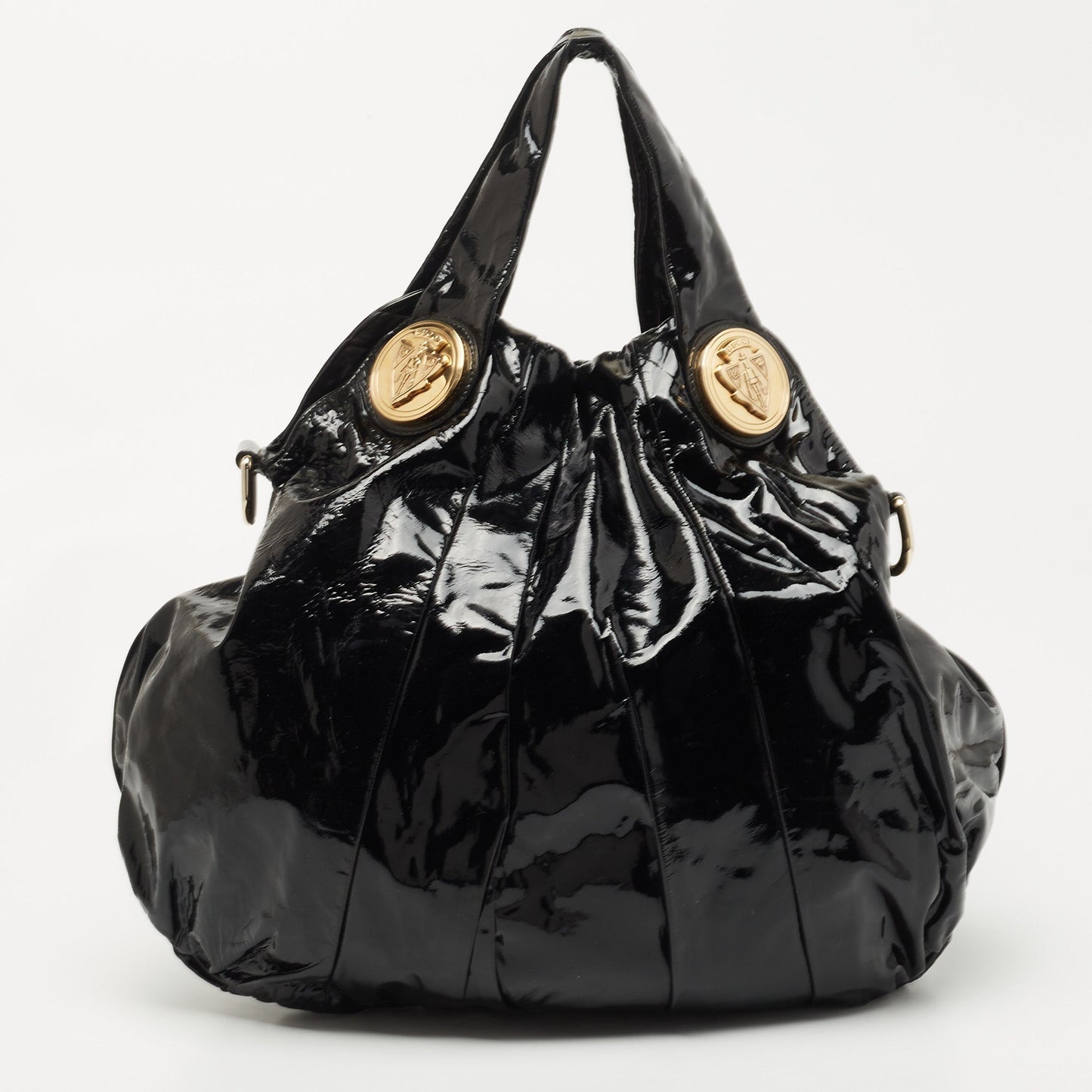 Gucci Black Patent Leather Large Hysteria Hobo
