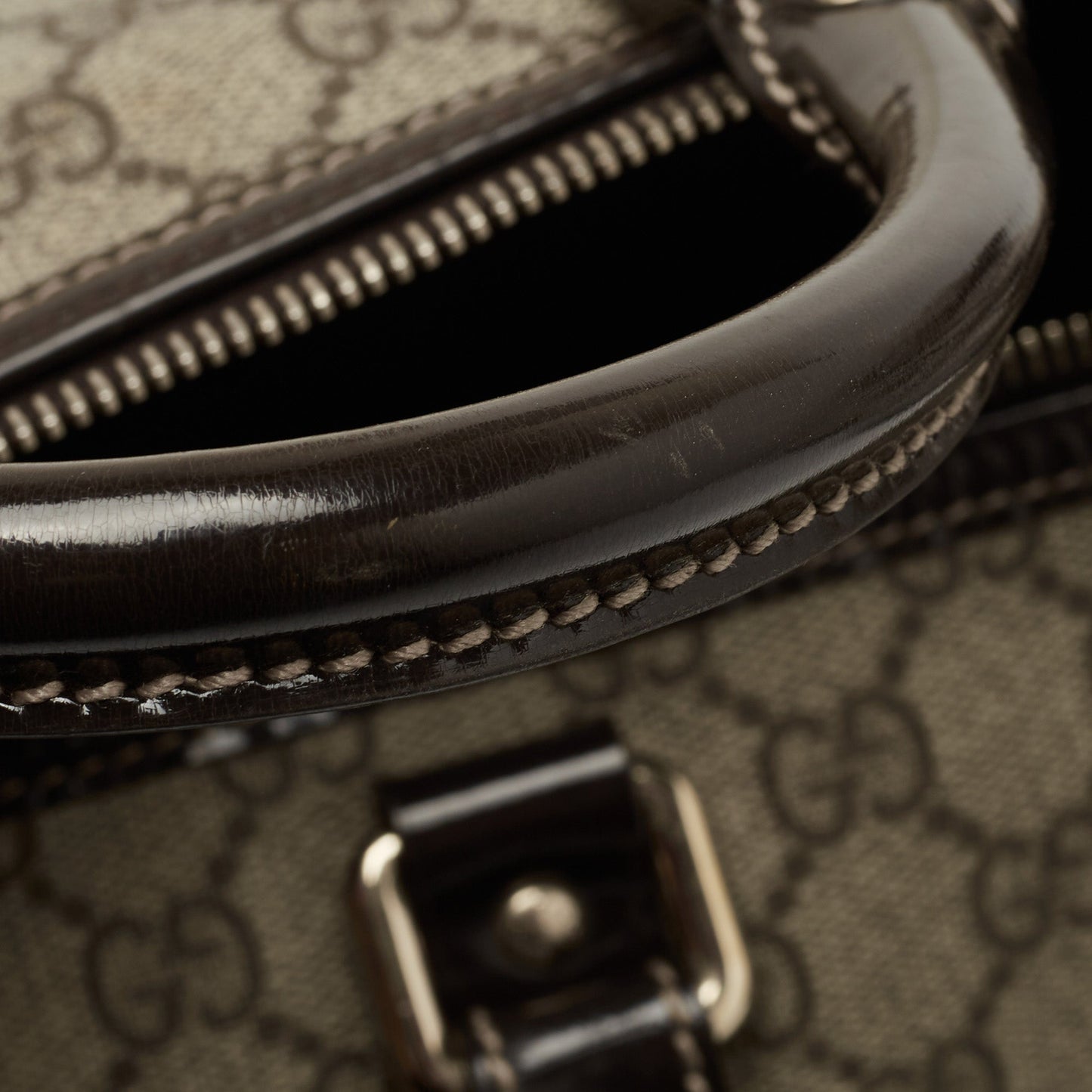 Gucci Beige/Ebony GG Supreme Canvas Medium Joy Boston Bag