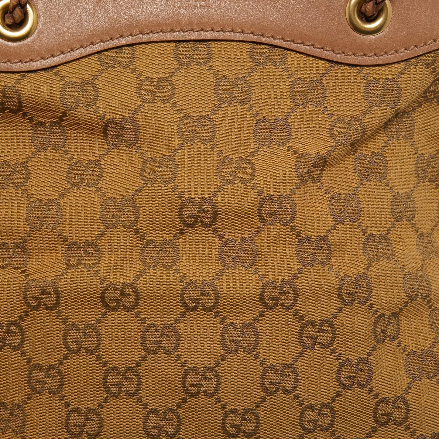 Gucci Beige GG Canvas and Leather Braided Handle Tote