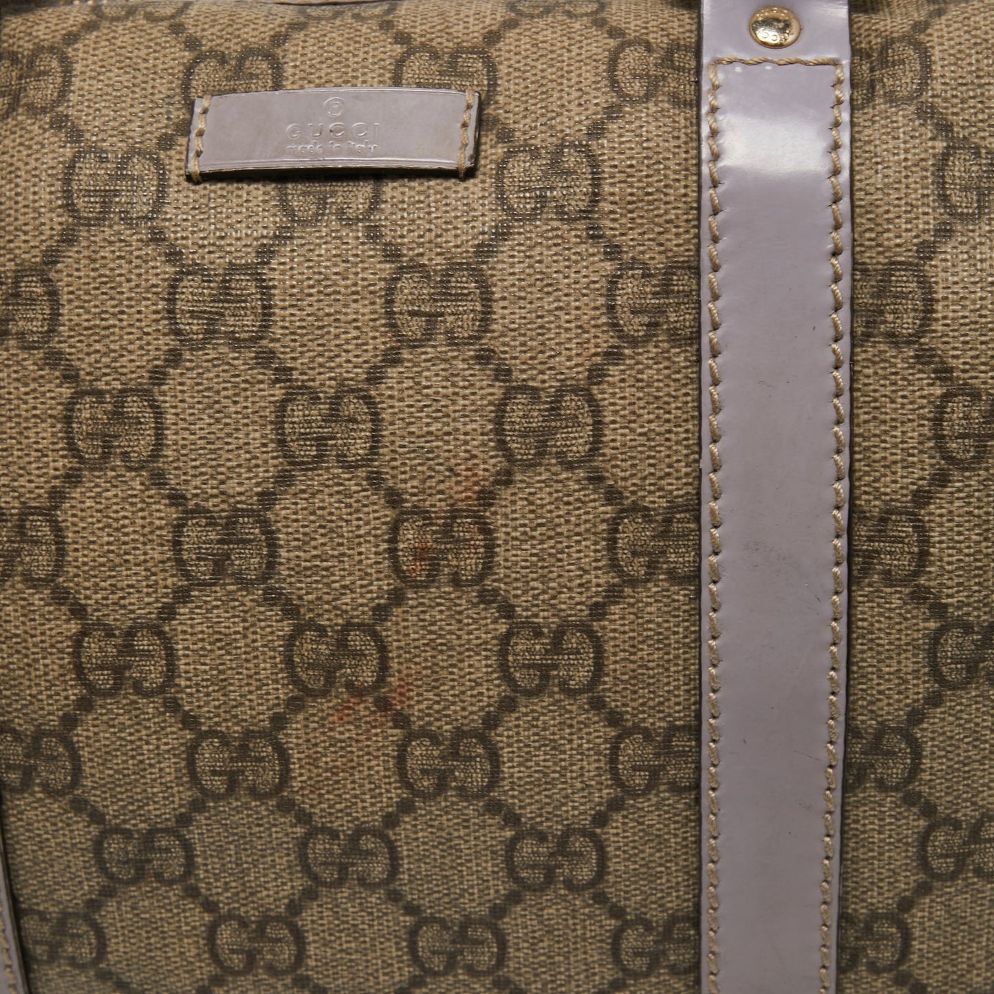 Gucci Beige/Purple GG Supreme Canvas and Patent Leather Joy Boston Bag
