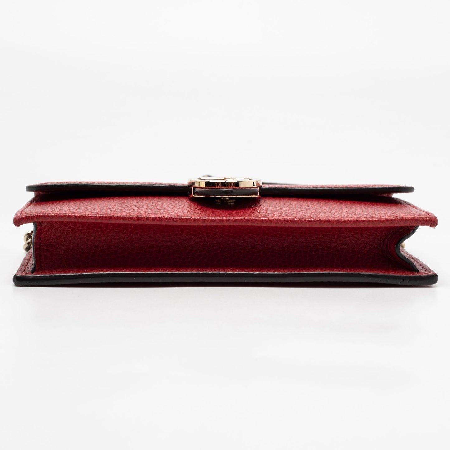 Gucci Red Leather Interlocking G Flap Chain Clutch