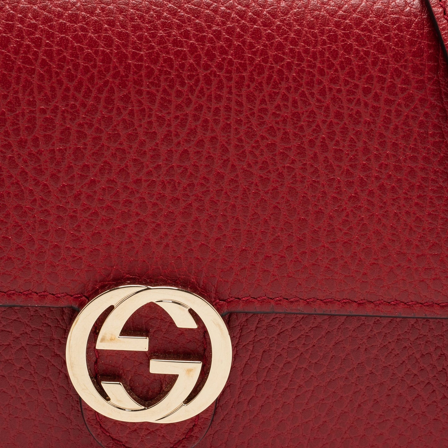 Gucci Red Leather Interlocking G Flap Chain Clutch