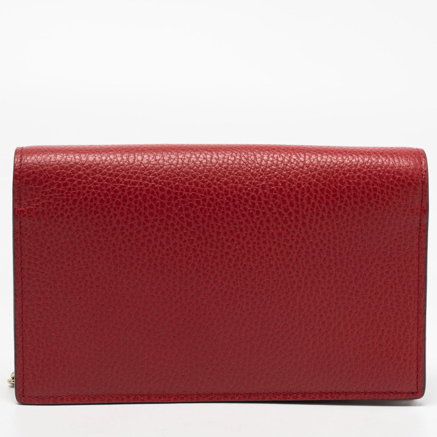 Gucci Red Leather Interlocking G Flap Chain Clutch
