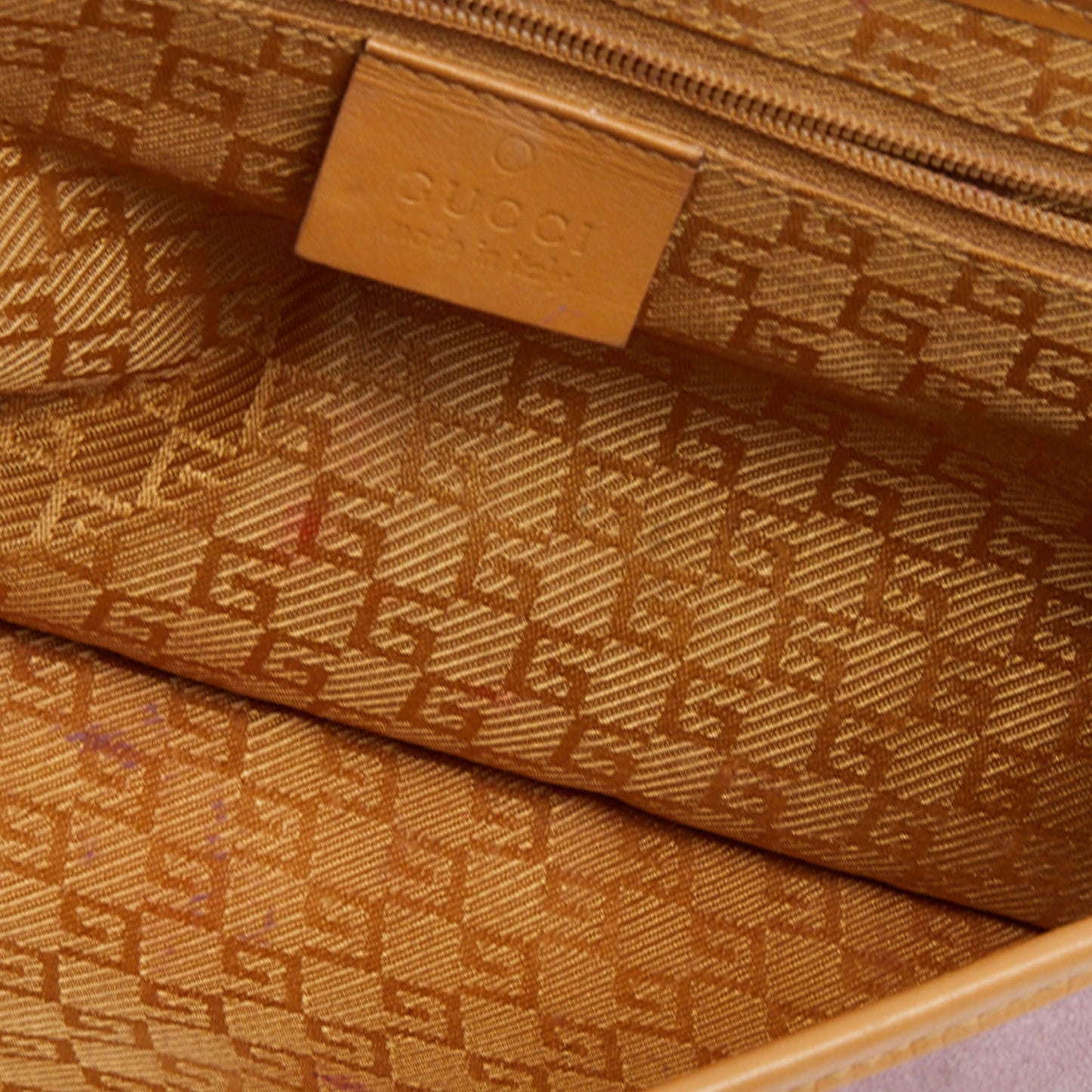 Gucci Light Pink/Brown Suede and Leather Tiger Charm Flap Shoulder Bag