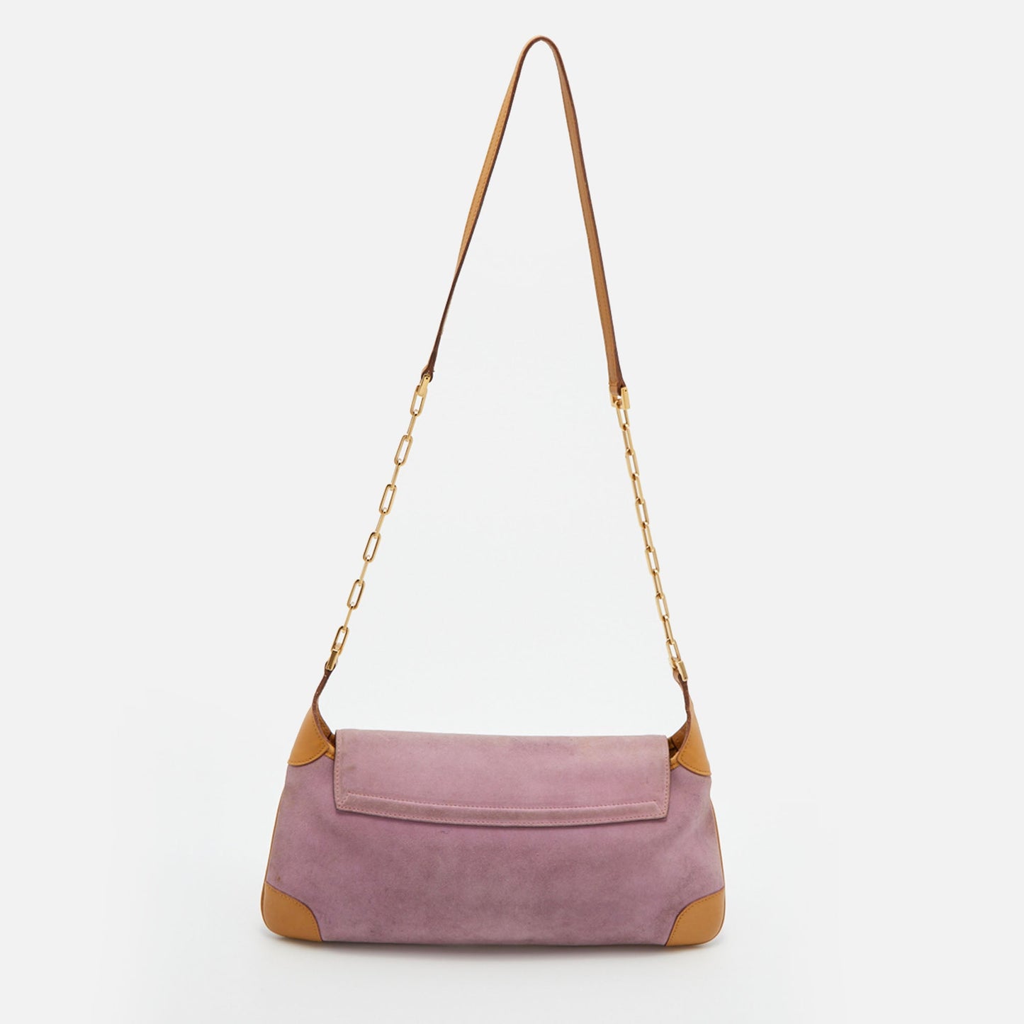 Gucci Light Pink/Brown Suede and Leather Tiger Charm Flap Shoulder Bag