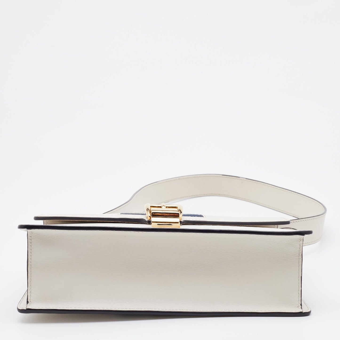 GUCCI Off White Leather Small Web Sylvie Shoulder Bag