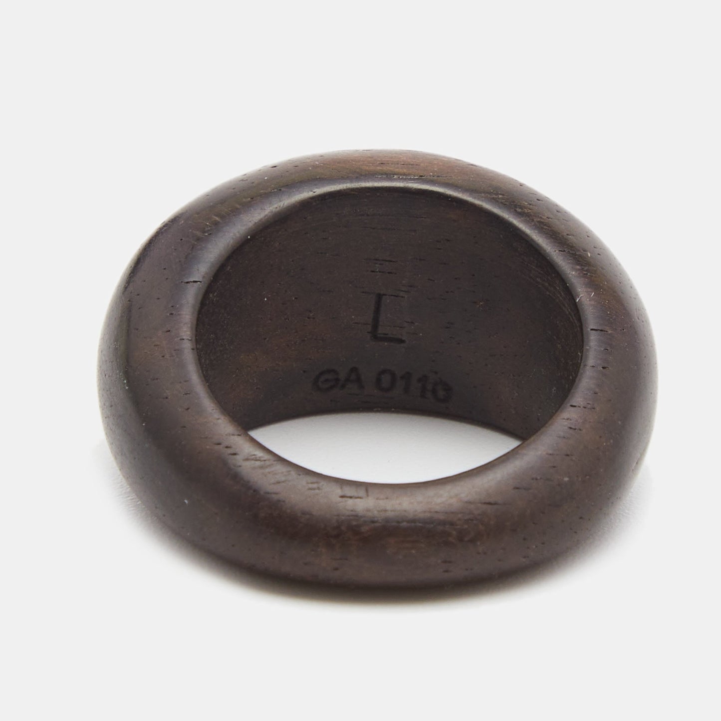 LOUIS VUITTON Gold Tone Monogram Wood Ring Size 56