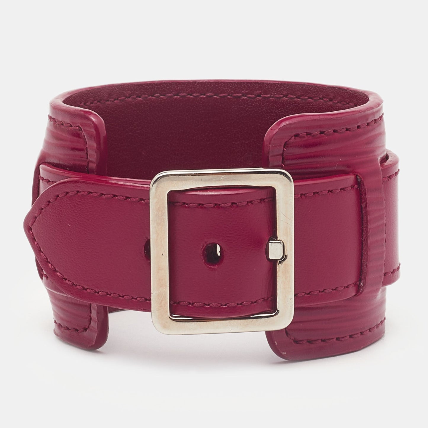LOUIS VUITTON Fuschia Pink Vernis Infinit Gold Tone Cuff Bracelet 17