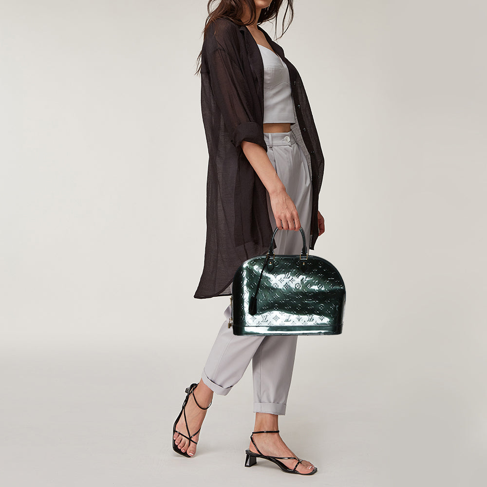 Louis Vuitton Bleu Nuit Monogram Vernis Alma GM Bag