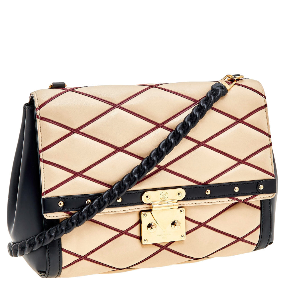 Louis Vuitton Beige/Black Leather Malletage Pochette Flap Bag