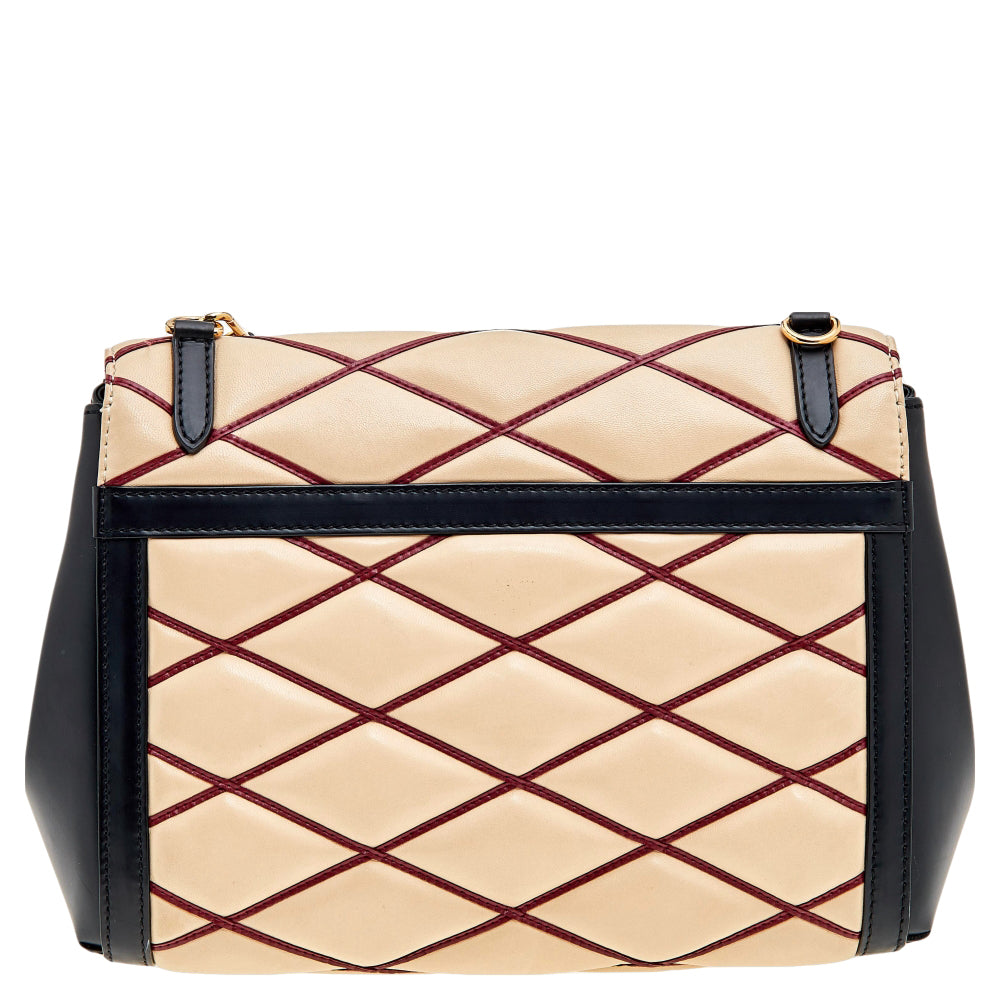 Louis Vuitton Beige/Black Leather Malletage Pochette Flap Bag