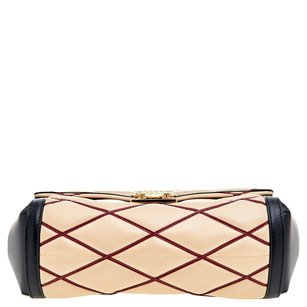 Louis Vuitton Beige/Black Leather Malletage Pochette Flap Bag