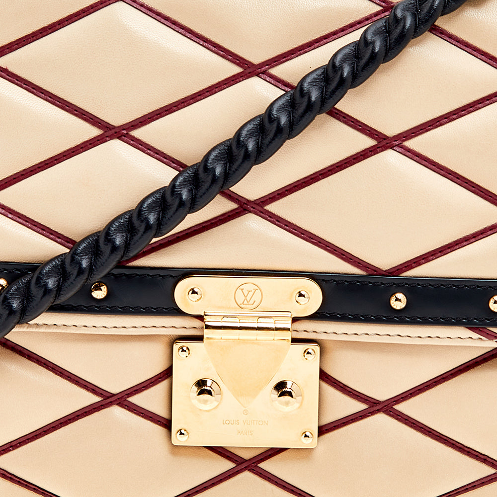 Louis Vuitton Beige/Black Leather Malletage Pochette Flap Bag