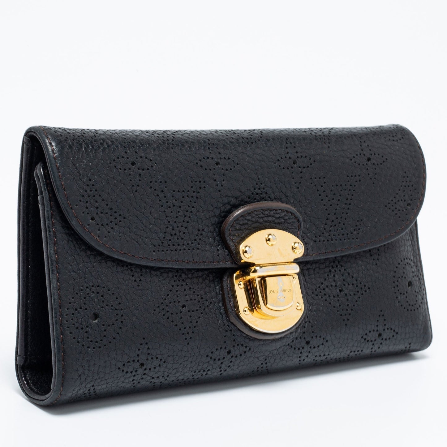 Louis Vuitton Black Monogram Mahina Leather Amelia Wallet