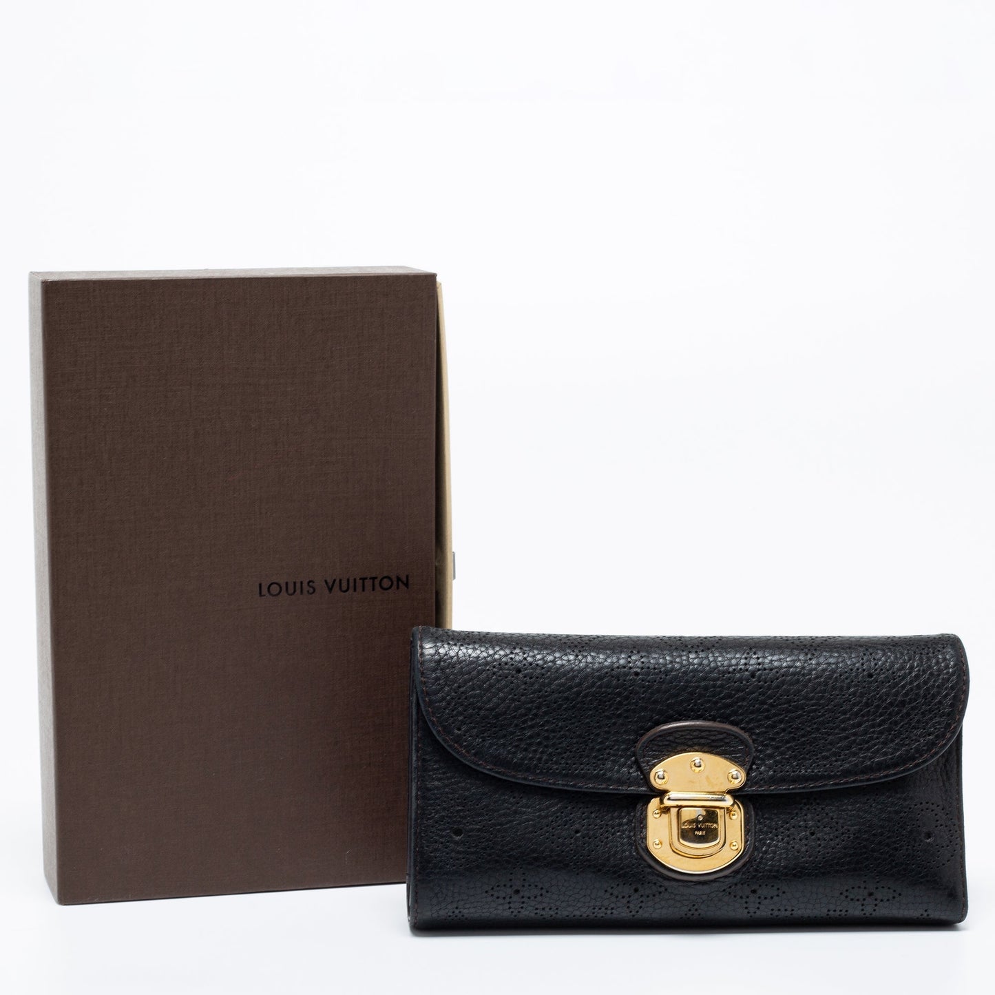 Louis Vuitton Black Monogram Mahina Leather Amelia Wallet