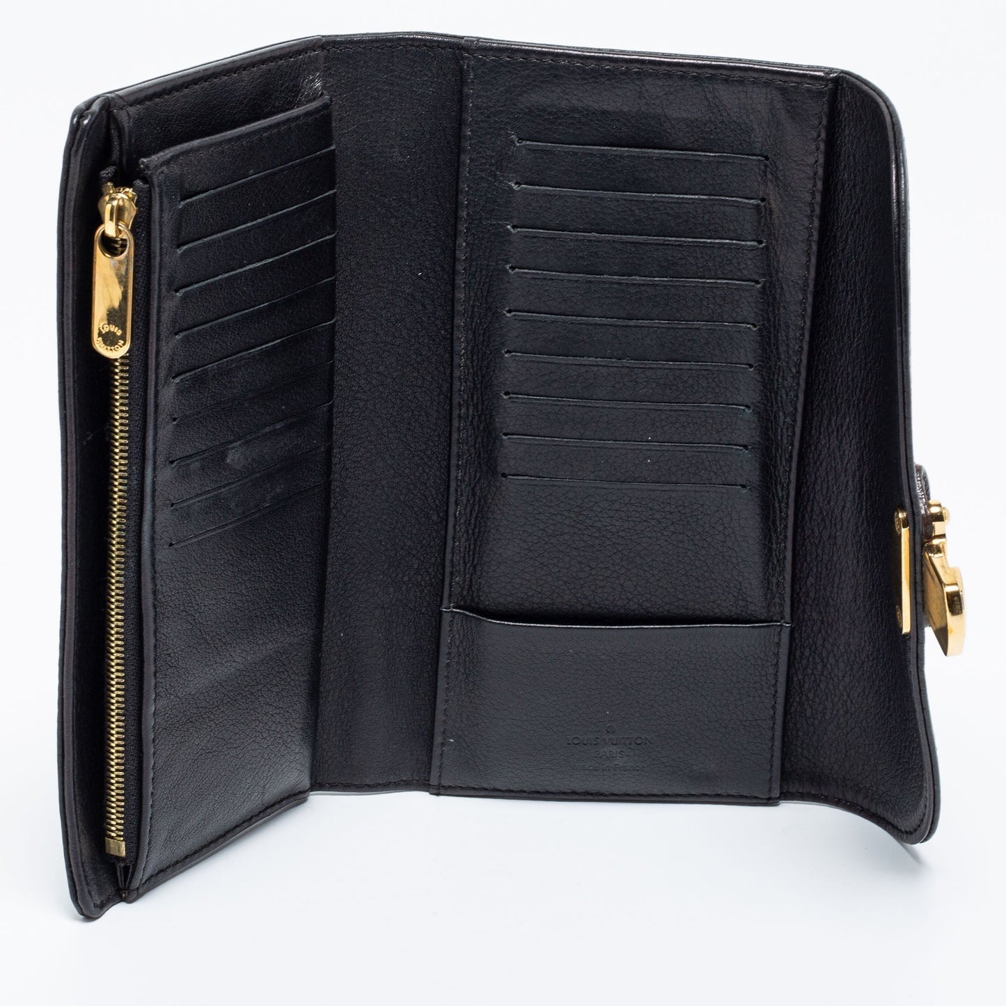 Louis Vuitton Black Monogram Mahina Leather Amelia Wallet