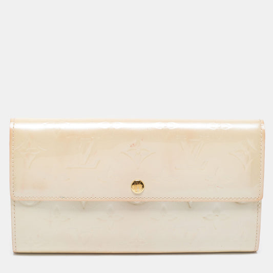 Louis Vuitton Blanc Corail Monogram Vernis Leather Sarah Wallet