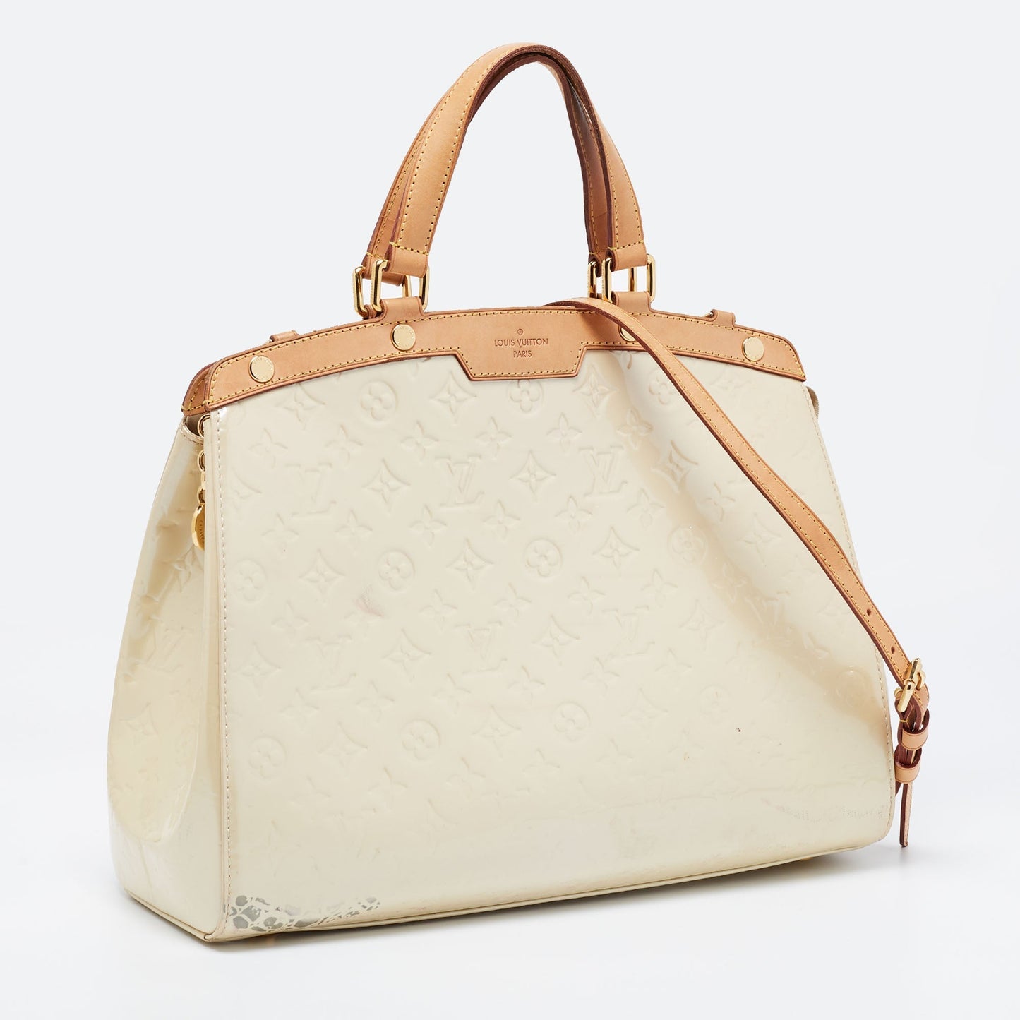Louis Vuitton Blanc Corail Monogram Vernis Brea GM Bag