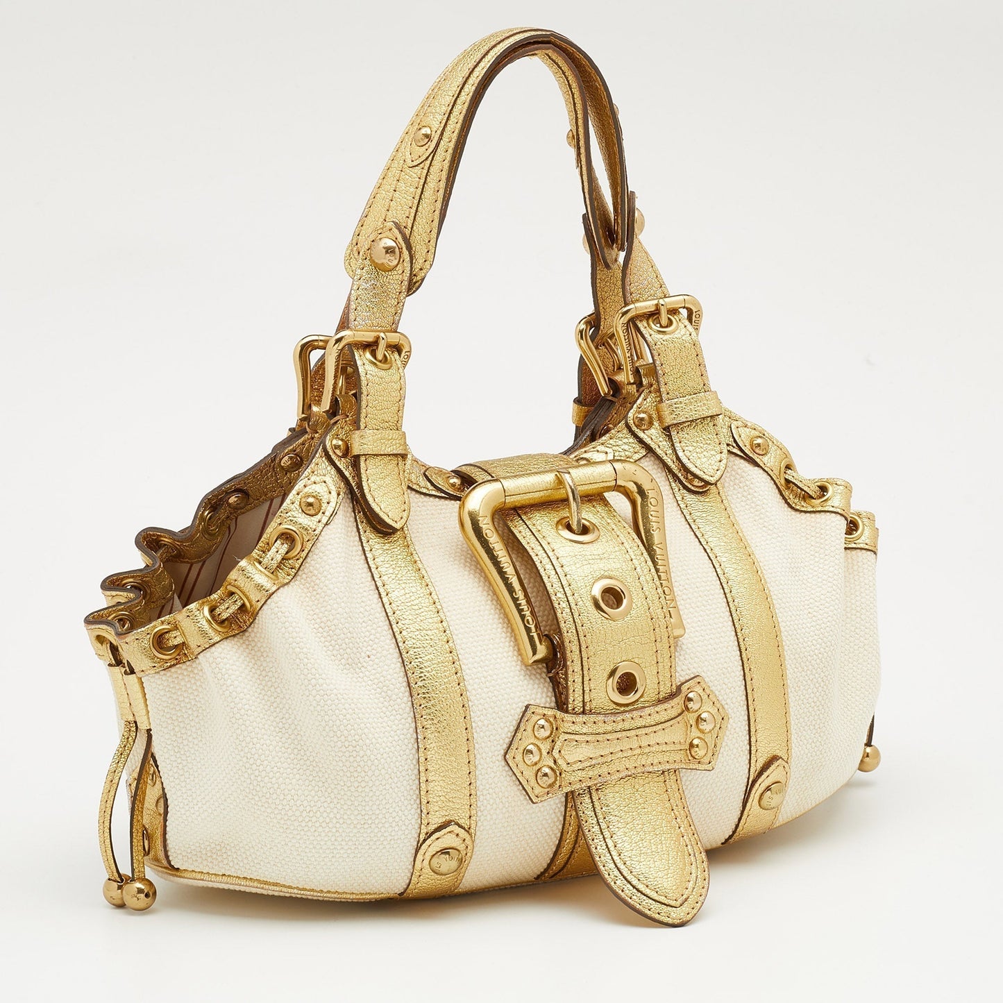 Louis Vuitton Cream/Gold Canvas and Leather Antigua Theda PM Bag