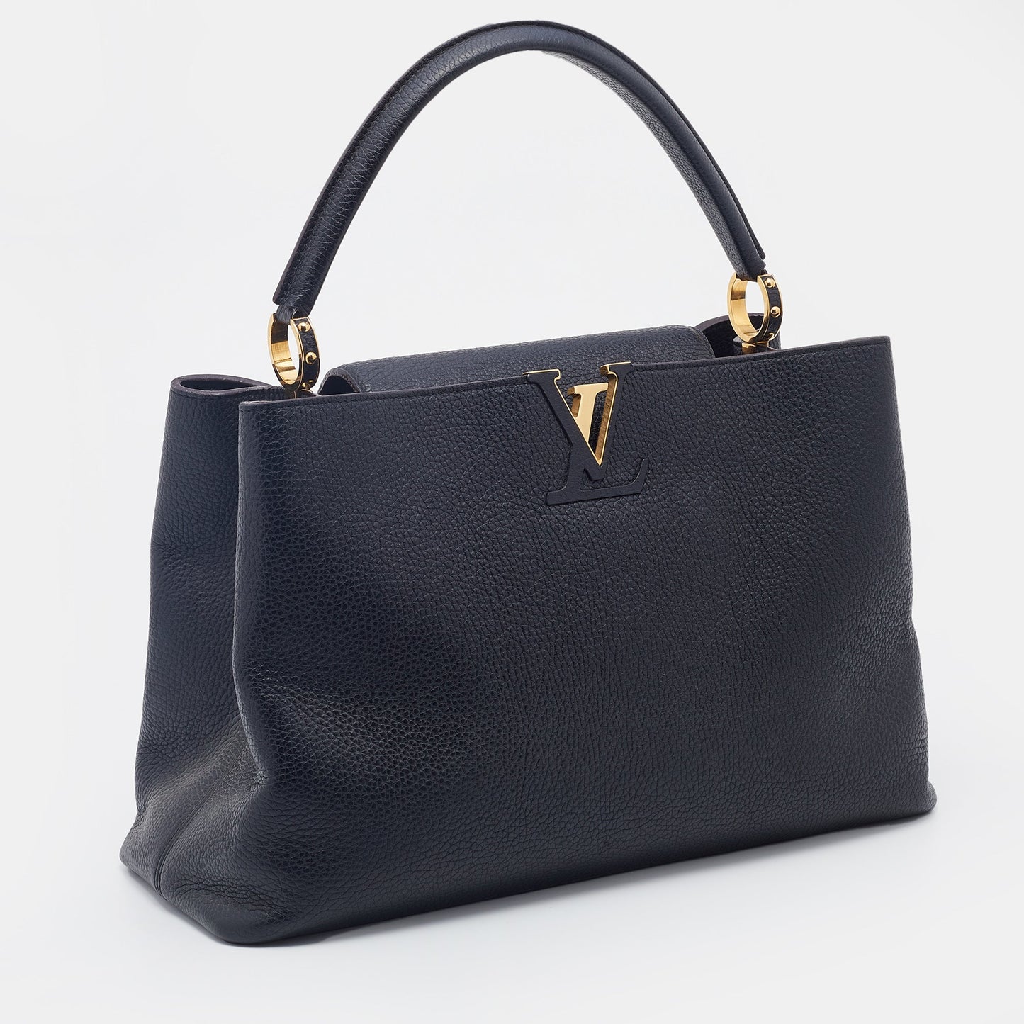 Louis Vuitton Black Taurillon Leather Capucines GM Bag
