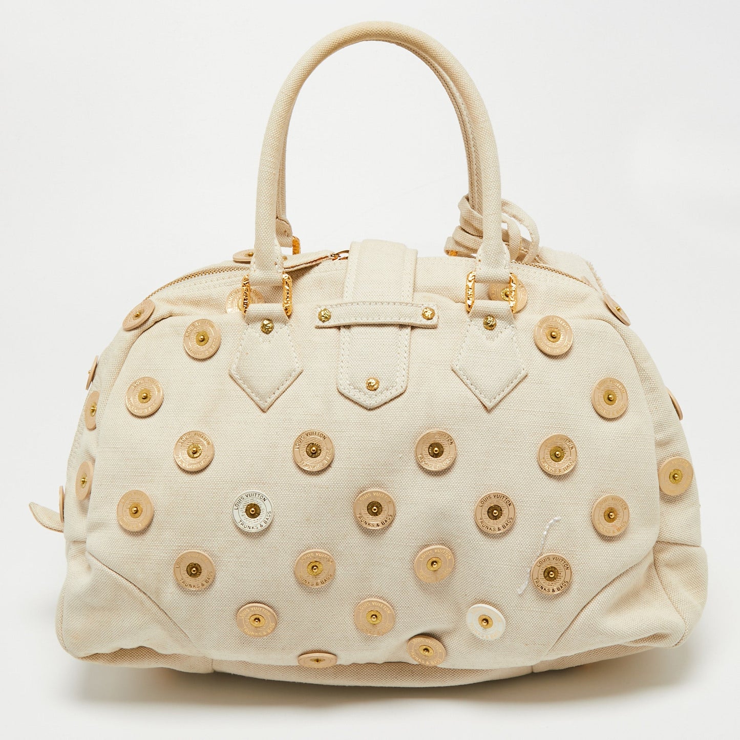 Louis Vuitton Cream Canvas Polka Dot Panama Bowly Bag