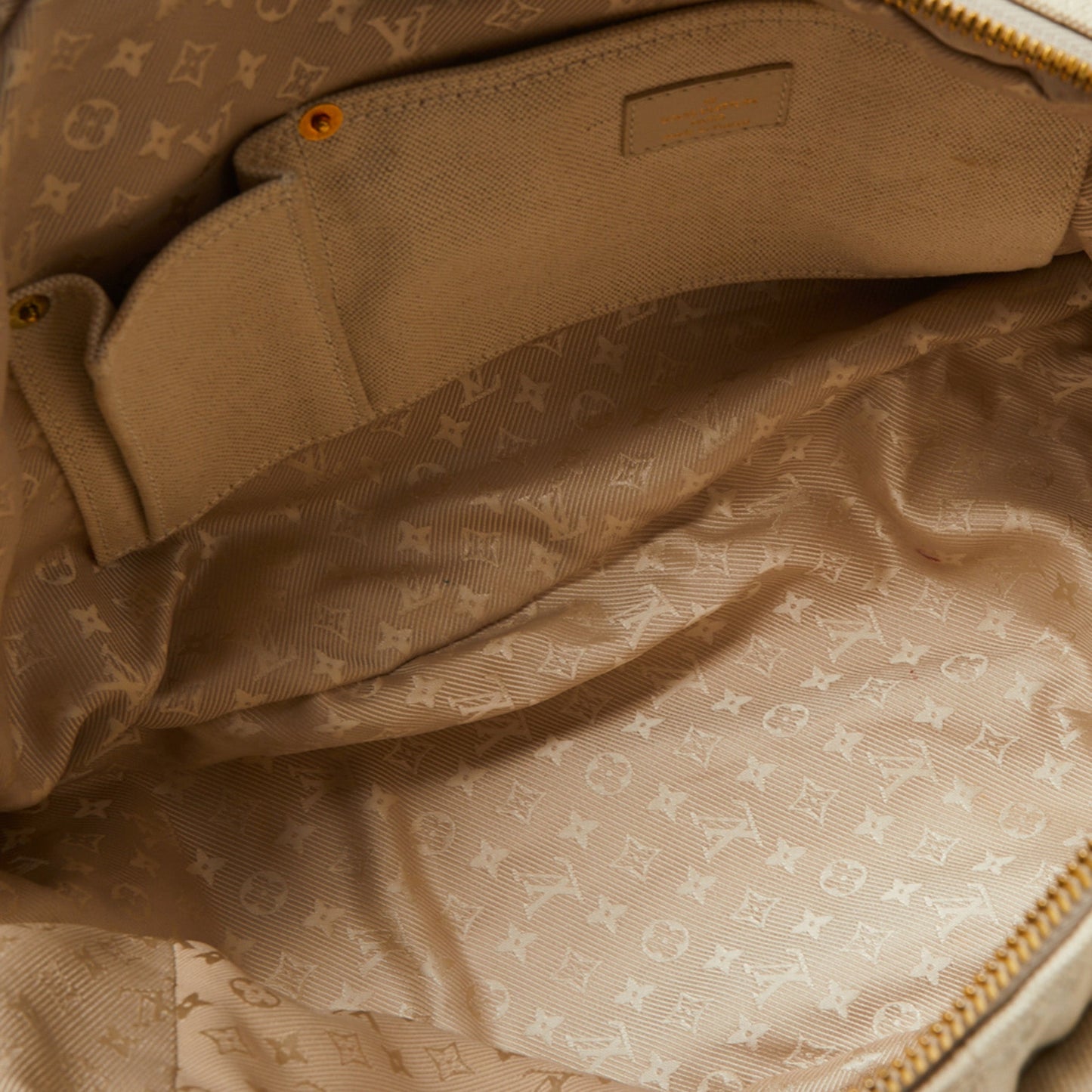 Louis Vuitton Cream Canvas Polka Dot Panama Bowly Bag