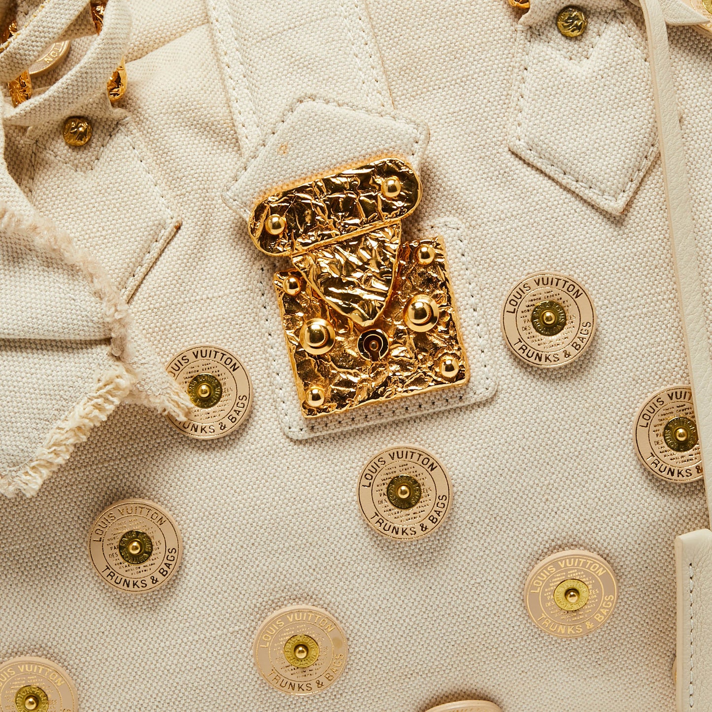 Louis Vuitton Cream Canvas Polka Dot Panama Bowly Bag