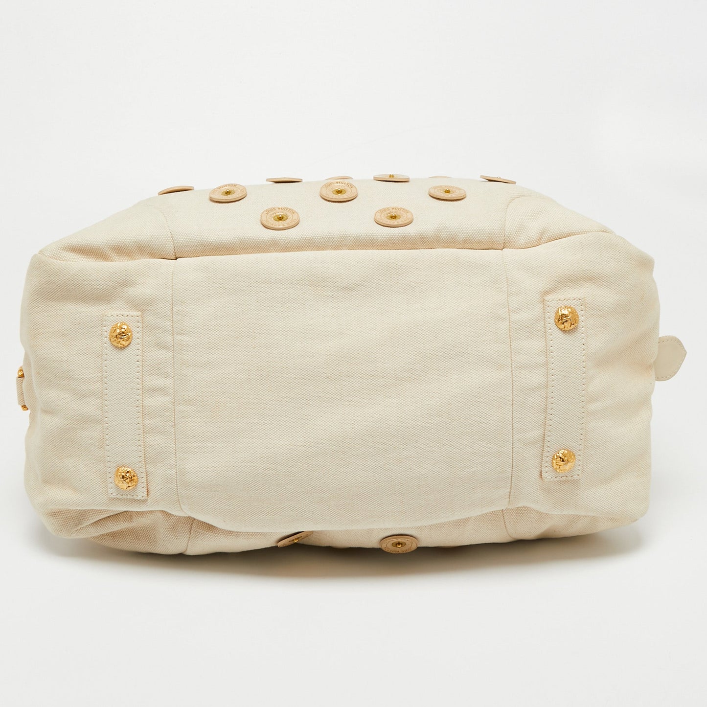 Louis Vuitton Cream Canvas Polka Dot Panama Bowly Bag