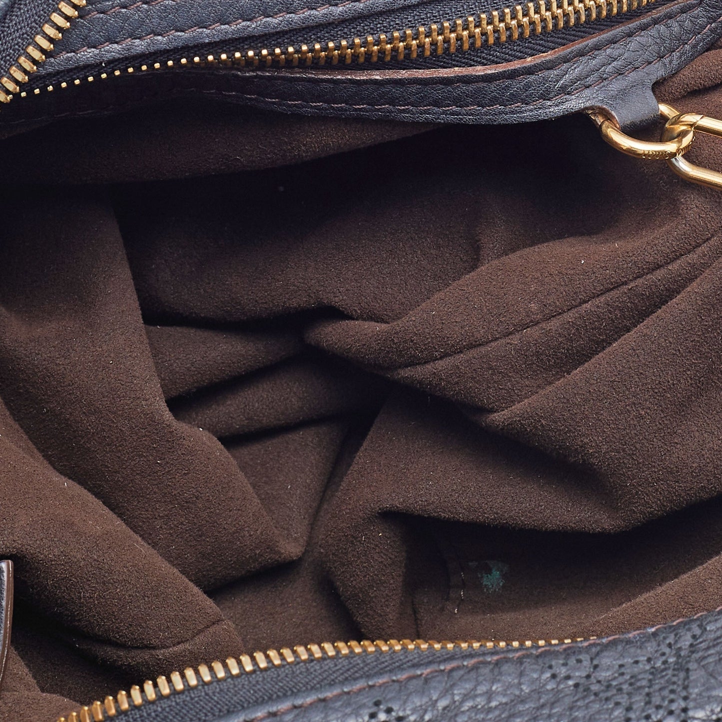 LOUIS VUITTON Black Monogram Mahina Leather Selene MM Bag