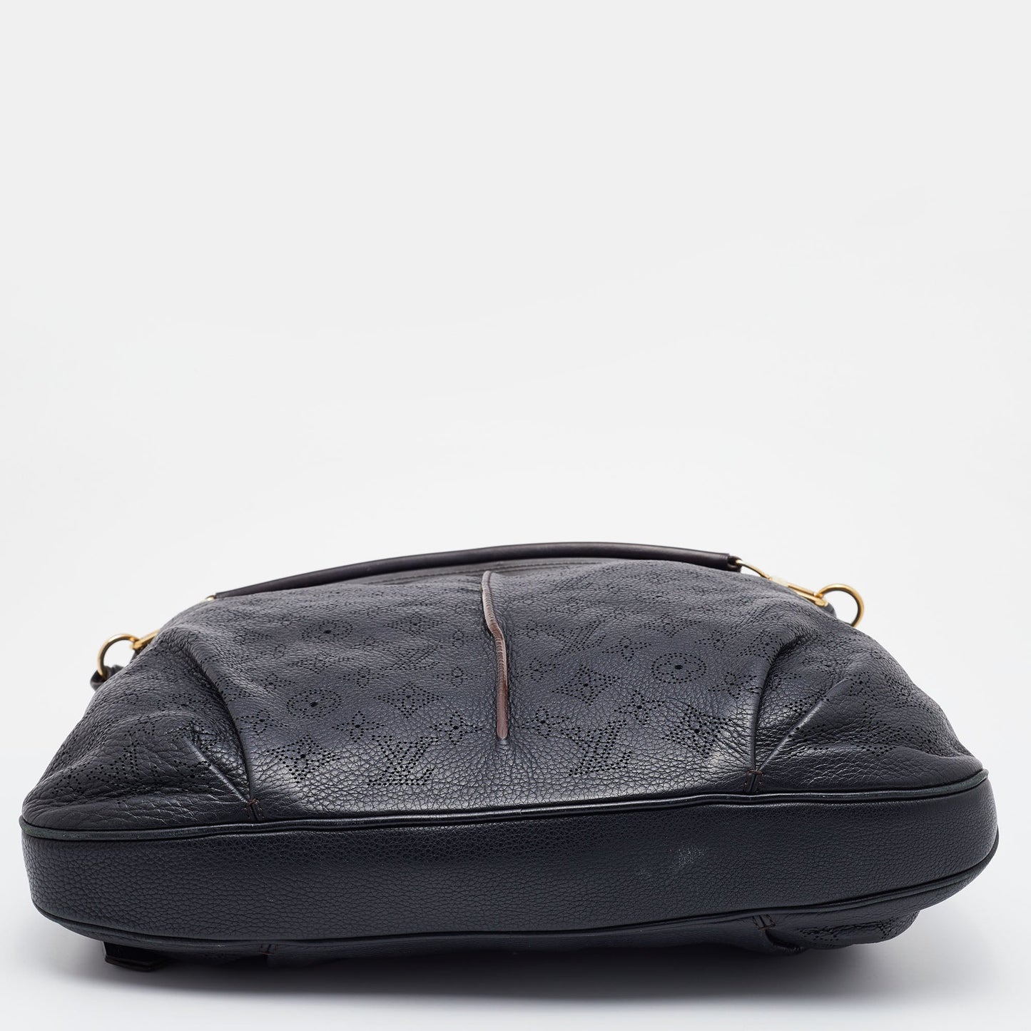 LOUIS VUITTON Black Monogram Mahina Leather Selene MM Bag