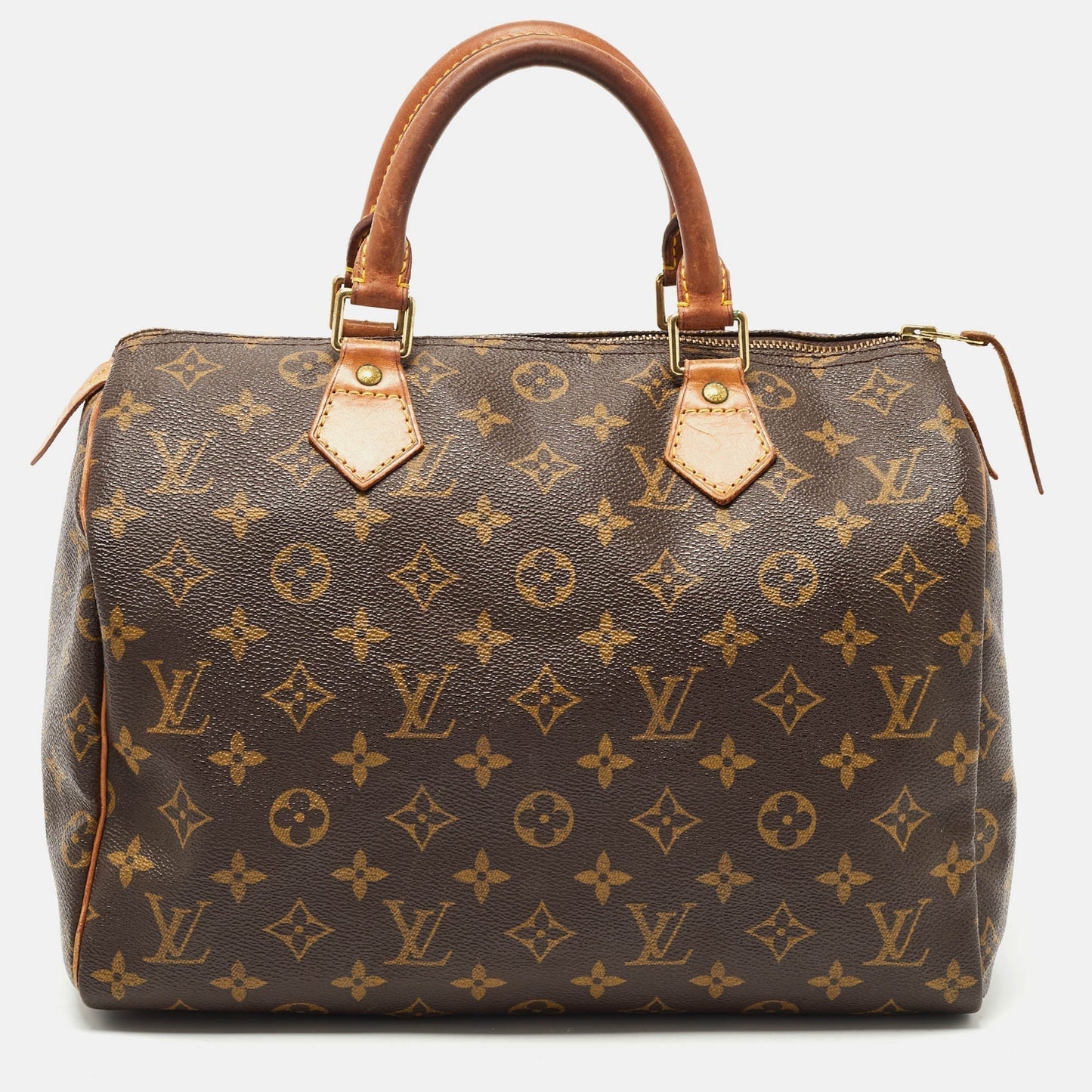 LOUIS VUITTON Brown Monogram Canvas Speedy 30 Top Handle Bag