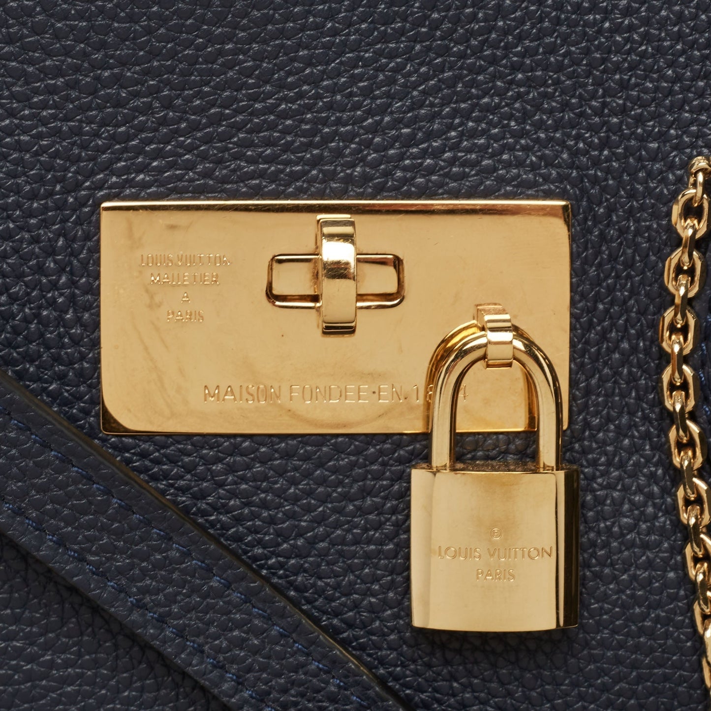 LOUIS VUITTON Blue Marine Leather Milla MM Bag