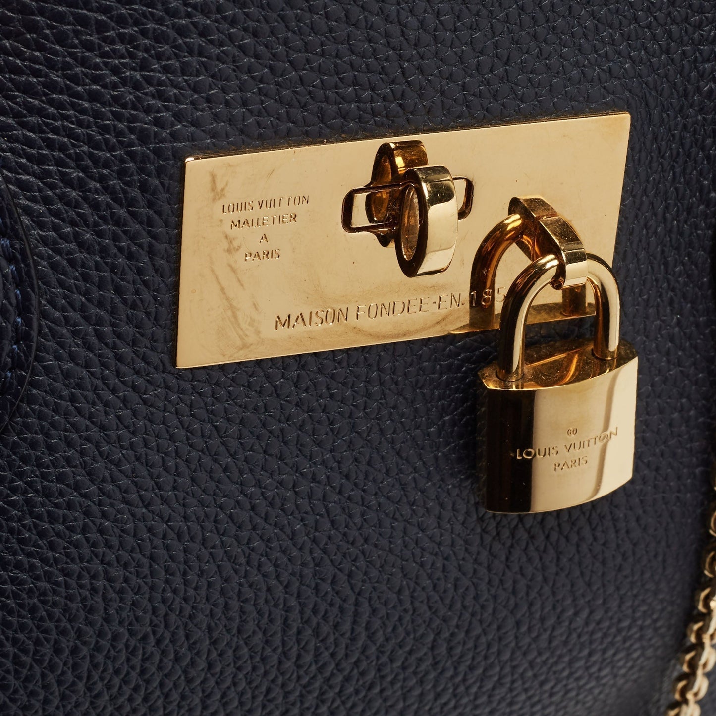 LOUIS VUITTON Blue Marine Leather Milla MM Bag