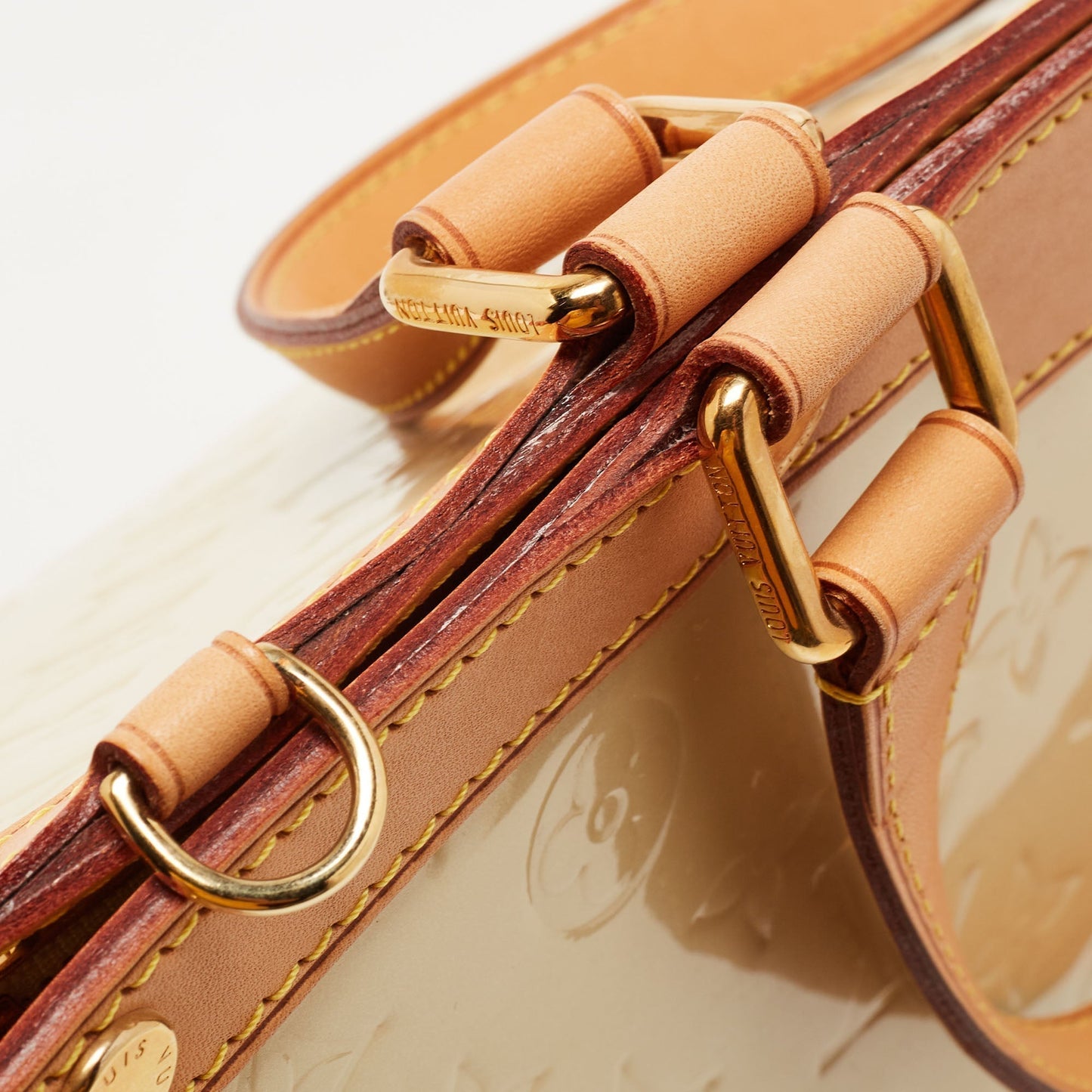LOUIS VUITTON Blanc Corail Monogram Vernis Brea GM Bag