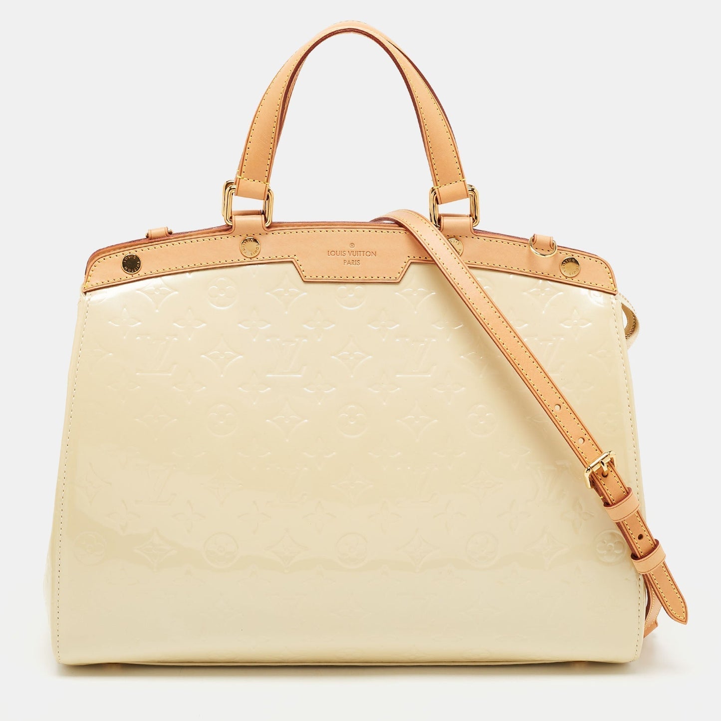 LOUIS VUITTON Blanc Corail Monogram Vernis Brea GM Bag