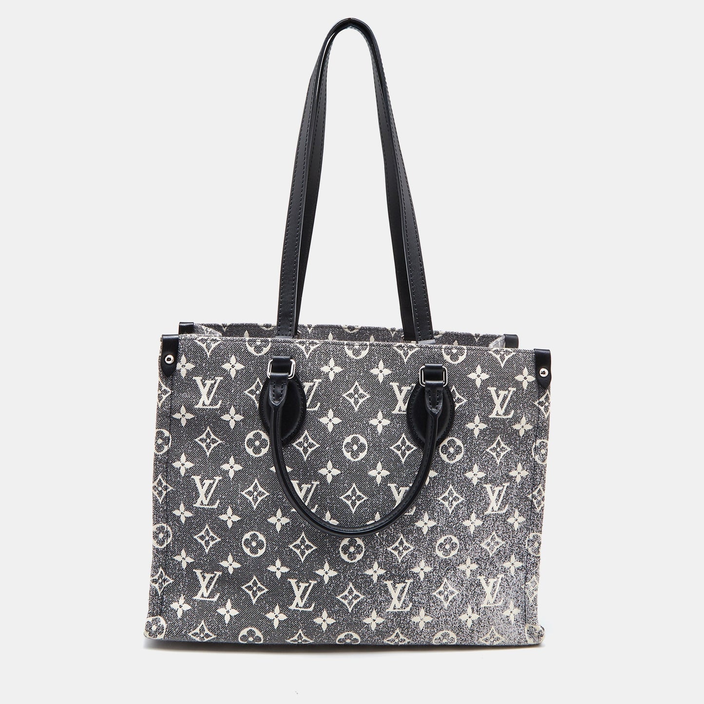 LOUIS VUITTON Black Monogram Denim and Leather OnTheGo MM Bag