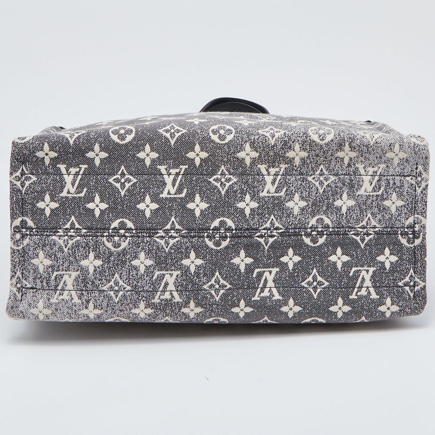 LOUIS VUITTON Black Monogram Denim and Leather OnTheGo MM Bag