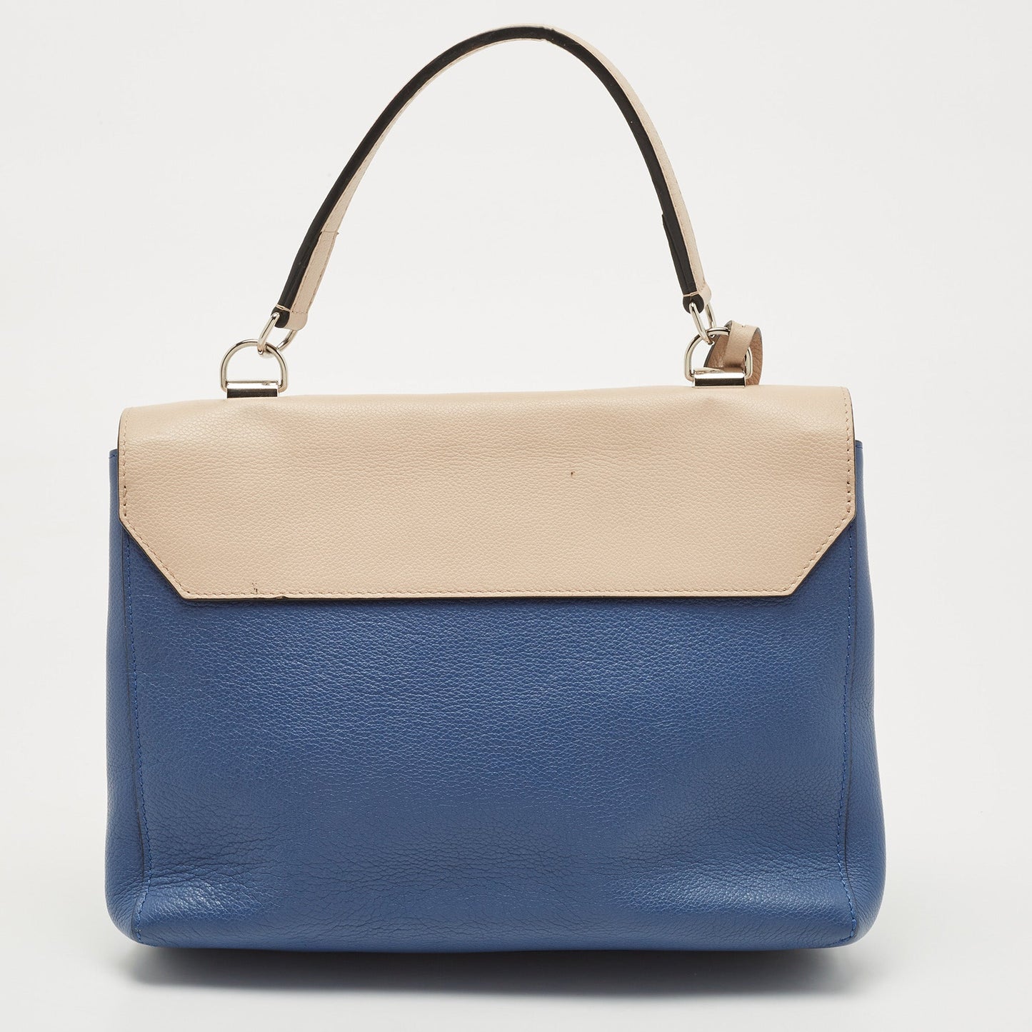 LOUIS VUITTON Beige/Blue Leather Lockme II Top Handle Bag