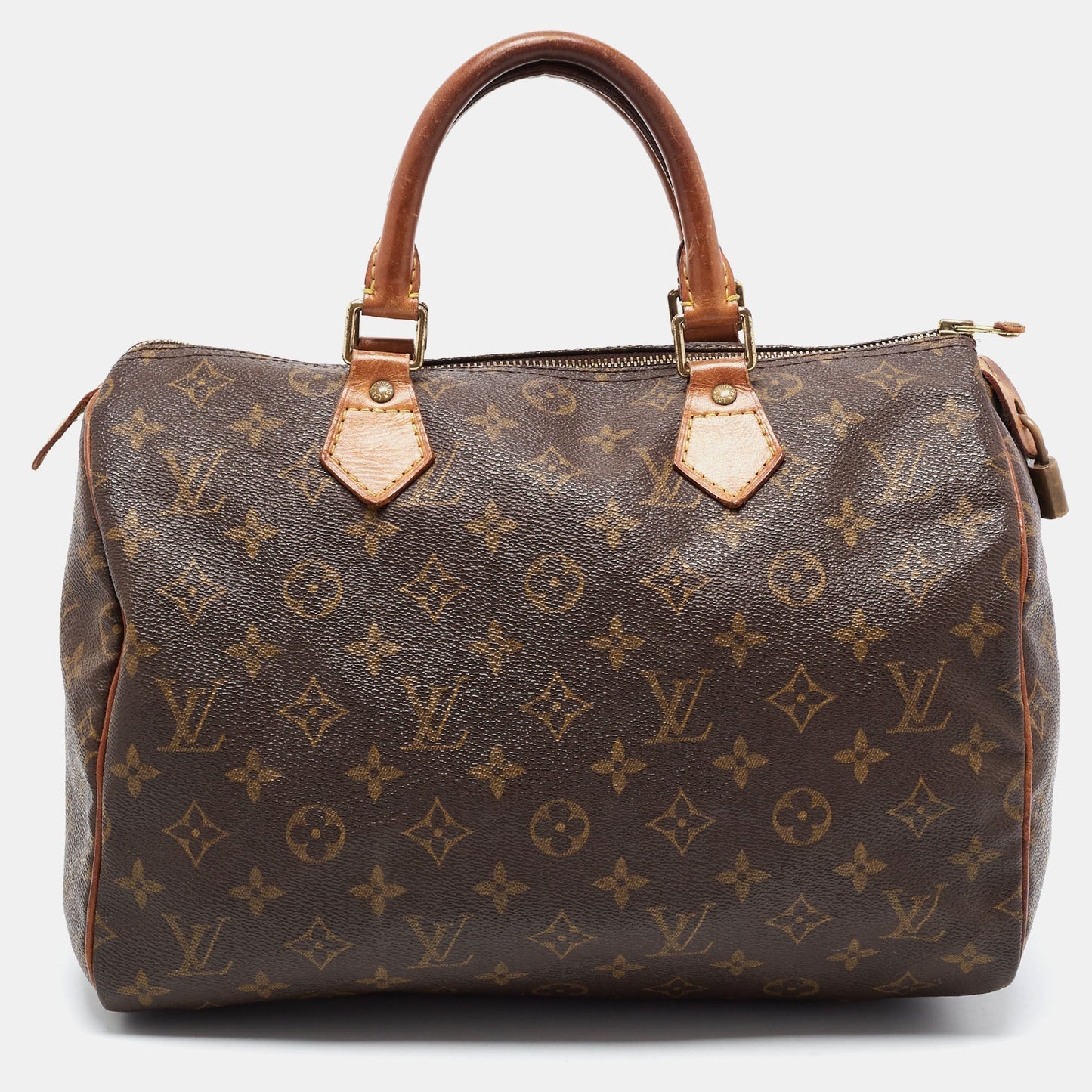 LOUIS VUITTON Brown Monogram Canvas Speedy 30 Top Handle Bag